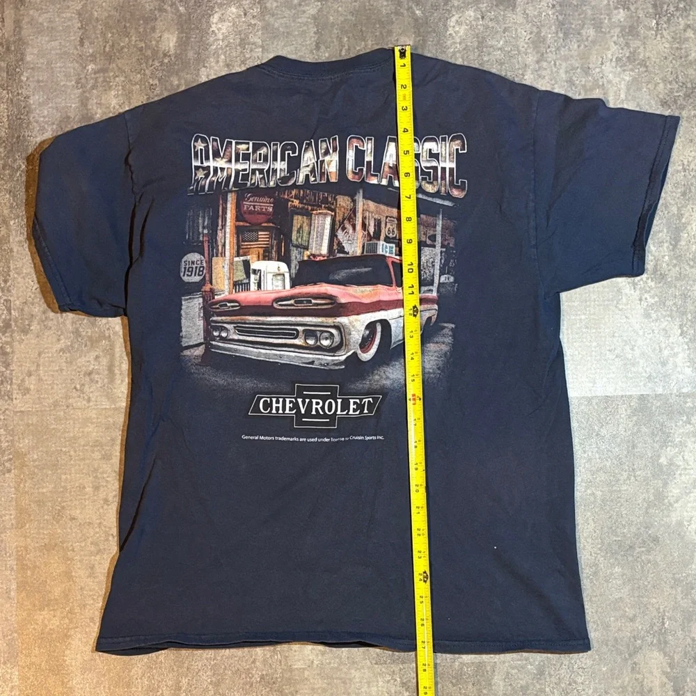 Sun Faded American Classic Chevrolet Navy Graphic Tee - Men Large - Picture 5 of 6